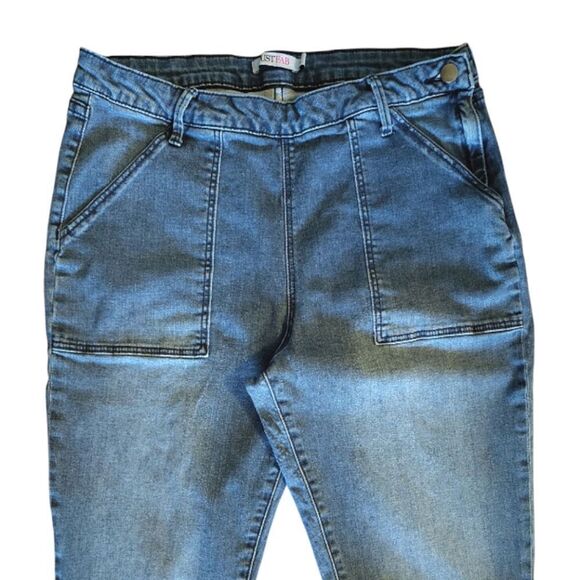 VTG Y2K JustFab Wash High Waist Side Closure Flare Jeans Size 33 (or 16) - Picture 2 of 13